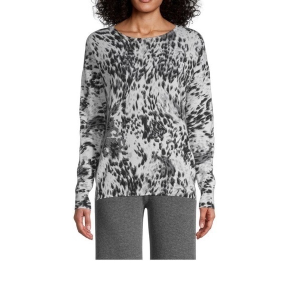 Amicale leopard print  grey & cream 100% cashmere sweater